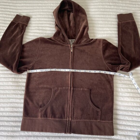 Active Basic Chocolate Brown Velour Zip-Up Hoodie Women's Medium Soft Stretchy - Picture 5 of 11